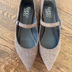Size 7 Franco Sarto Women's Brown Tweed Mary Jane flats